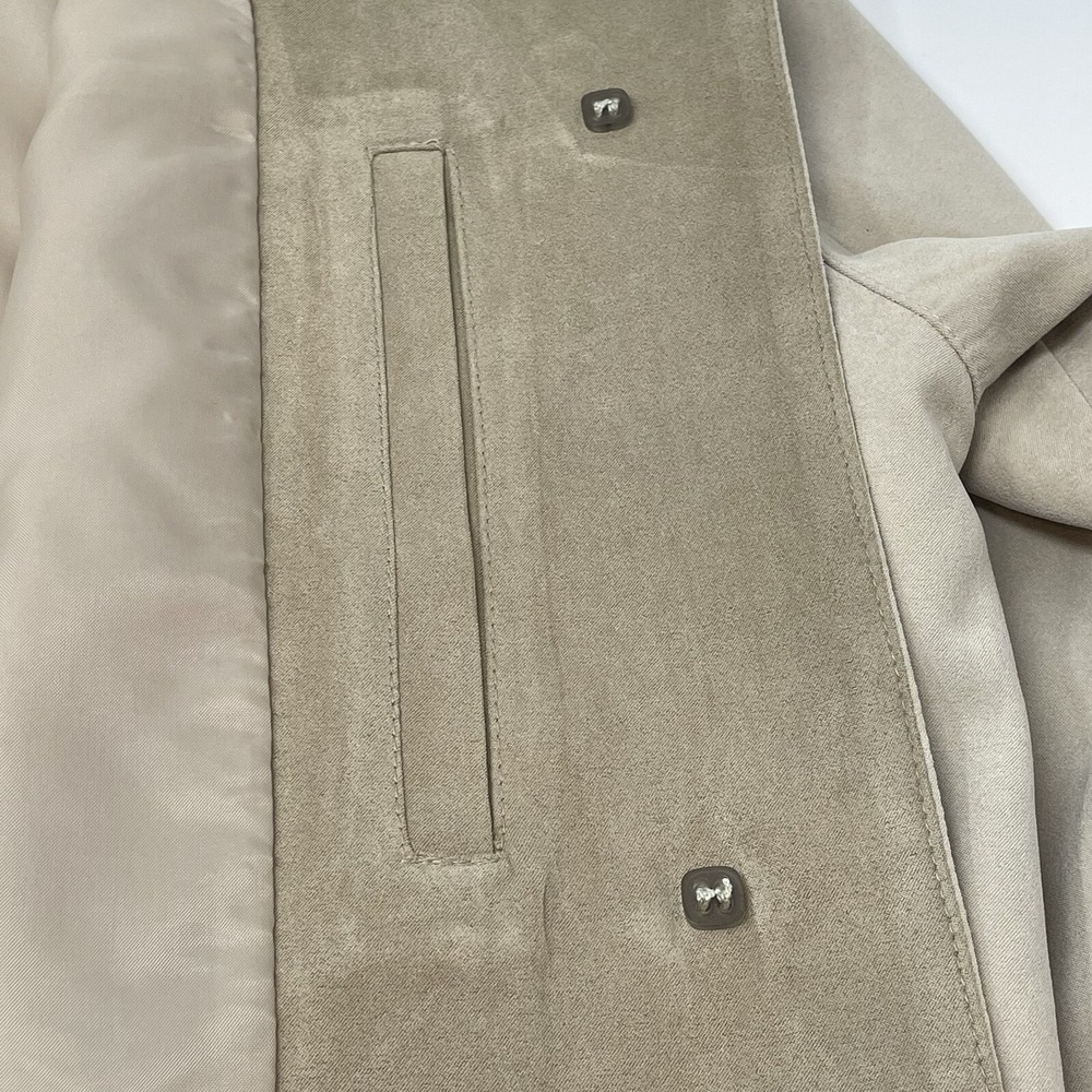 London Fog Womens Barn Chore Coat Jacket Faux Suede Tan Brown Collar Pockets L - Picture 6 of 16